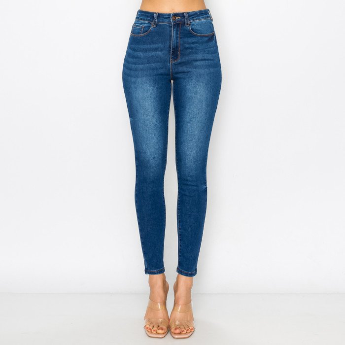 Jeans skinny tiro alto