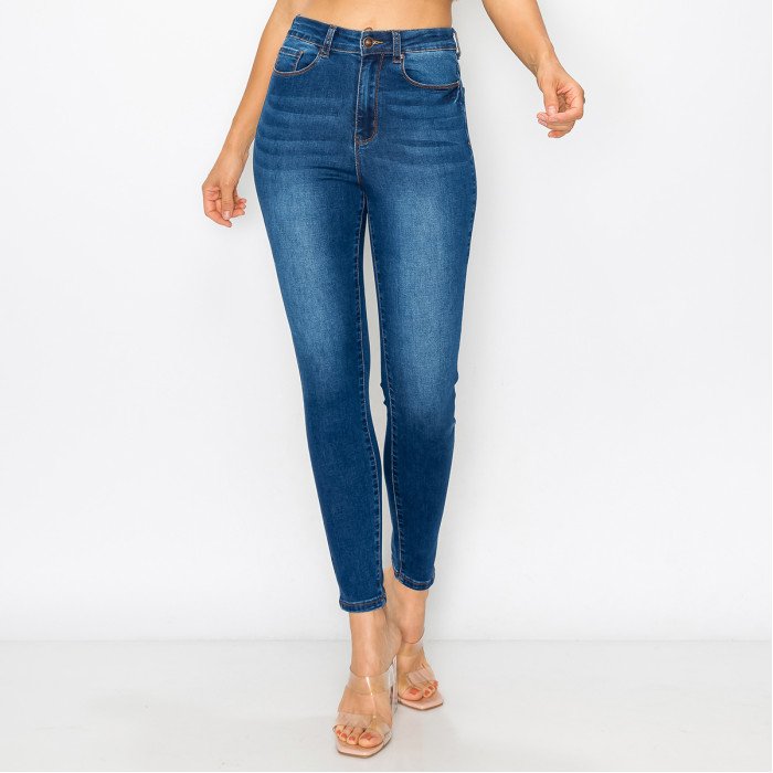 Jeans skinny tiro alto