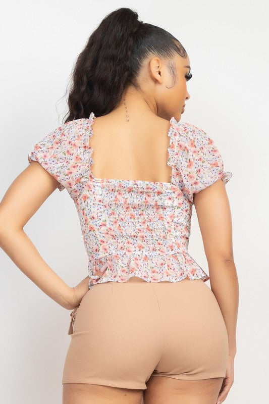 Blusa Floral Manga Corta