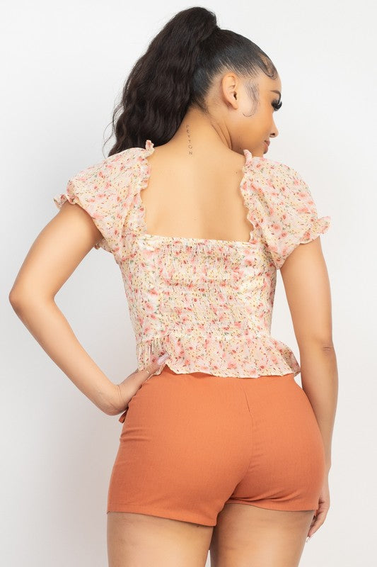 Blusa Floral Manga Corta