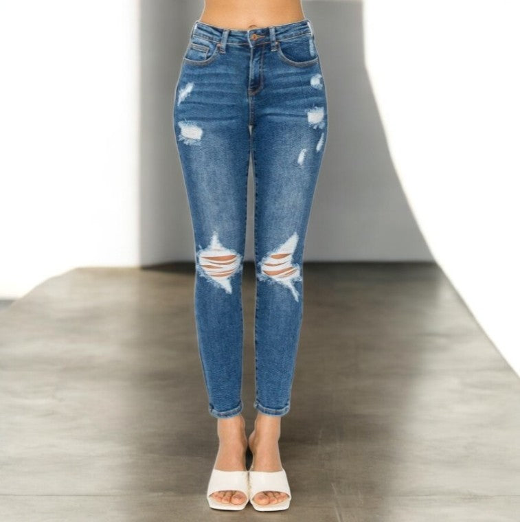Pantalon de Mezclilla con Rodillas Rotas