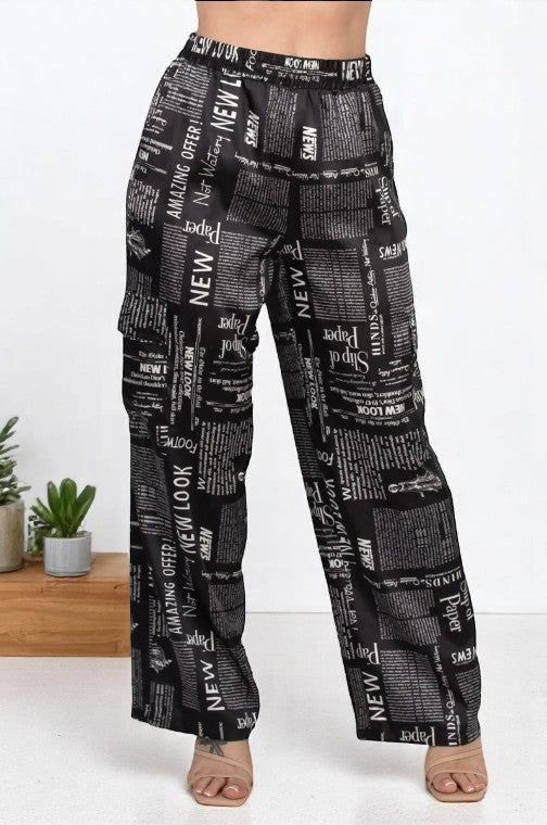 Pantalón Versátil Negro Estampado