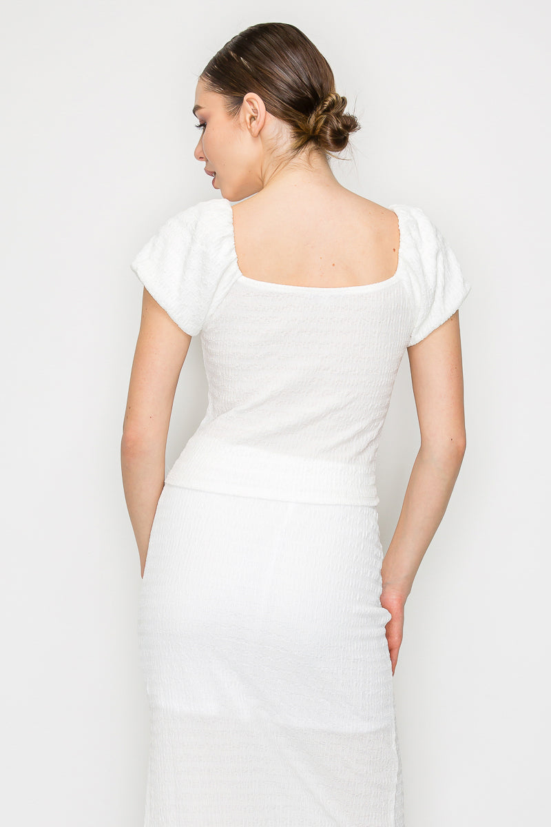 Blusa de Manga Corta Abullonadas