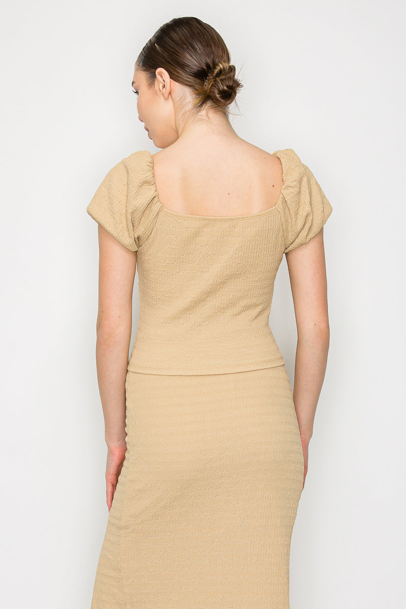 Blusa de Manga Corta Abullonadas