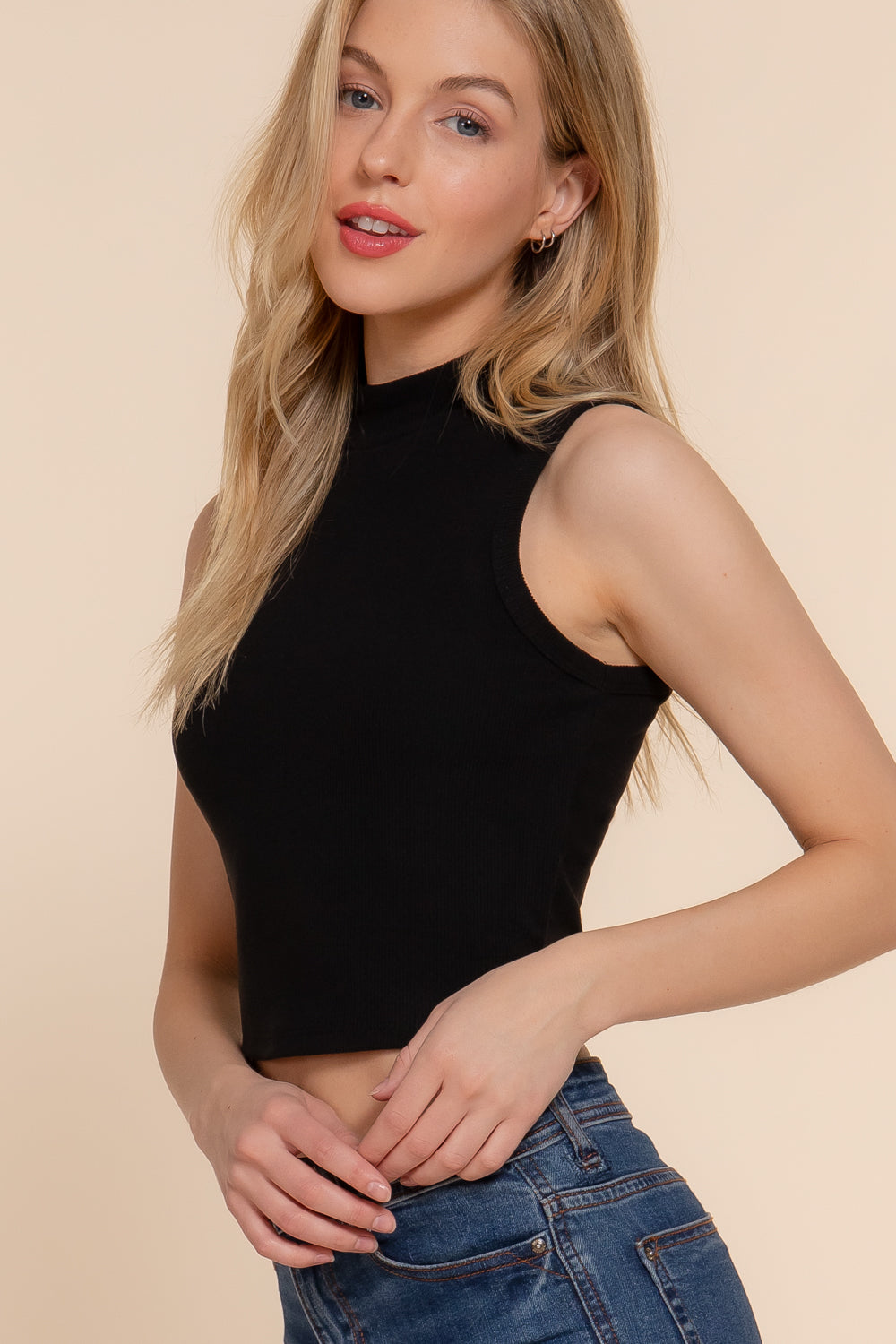Top Sin Mangas Corte Crop para Mujer