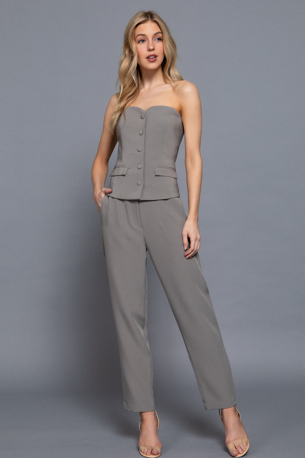 Corset Strapless con Botones al Frente