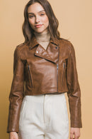 Chamarra biker corta color camel