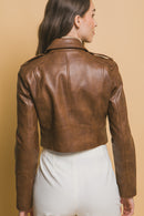 Chamarra biker corta color camel