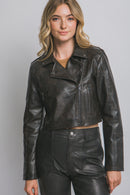 Chamarra biker corta color camel