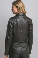 Chamarra biker corta color camel