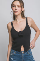 Top Tejido con Detalle de Flor