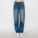 Jeans rectos tiro alto lavado vintage