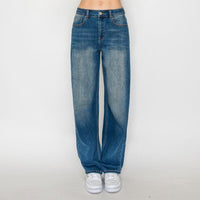 Jeans rectos tiro alto lavado vintage