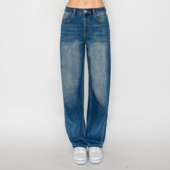 Jeans rectos tiro alto lavado vintage