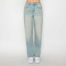 Jeans rectos tiro alto lavado vintage