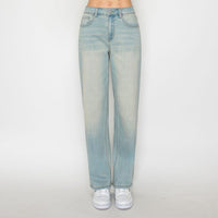 Jeans rectos tiro alto lavado vintage