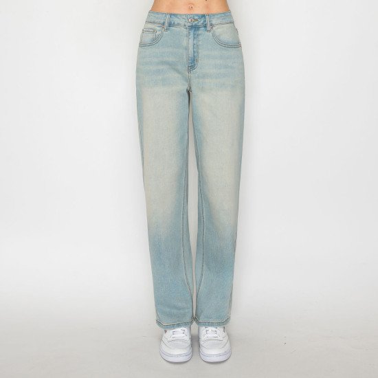 Jeans rectos tiro alto lavado vintage
