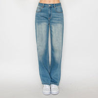 Jeans rectos tiro alto lavado vintage