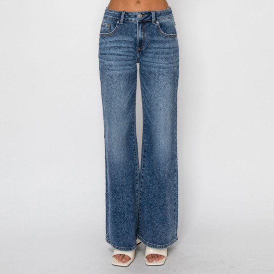Jeans flare tiro medio