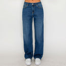 Jeans wide leg tiro alto
