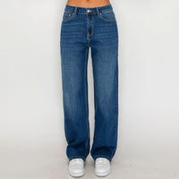 Jeans wide leg tiro alto