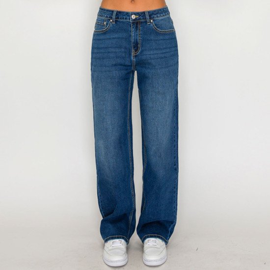 Jeans wide leg tiro alto