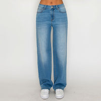 Jeans wide leg tiro alto