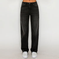 Jeans wide leg tiro alto