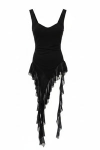 Vestido midi asimétrico con olanes