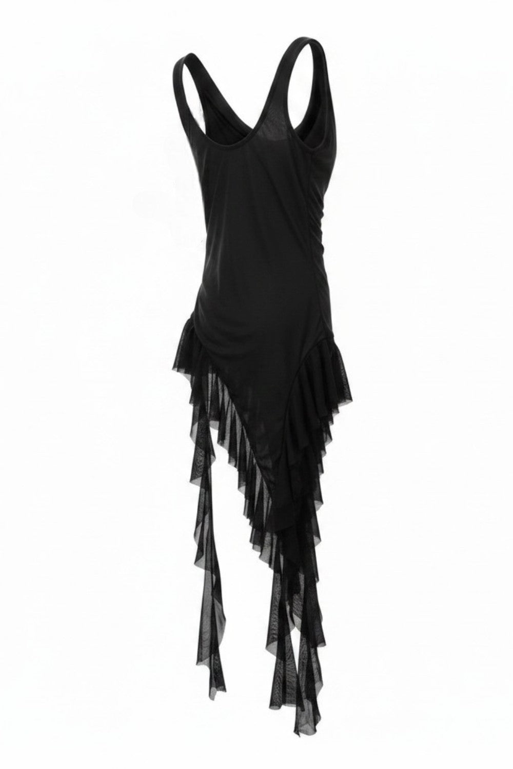 Vestido midi asimétrico con olanes