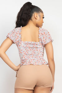 Blusa Floral Manga Corta