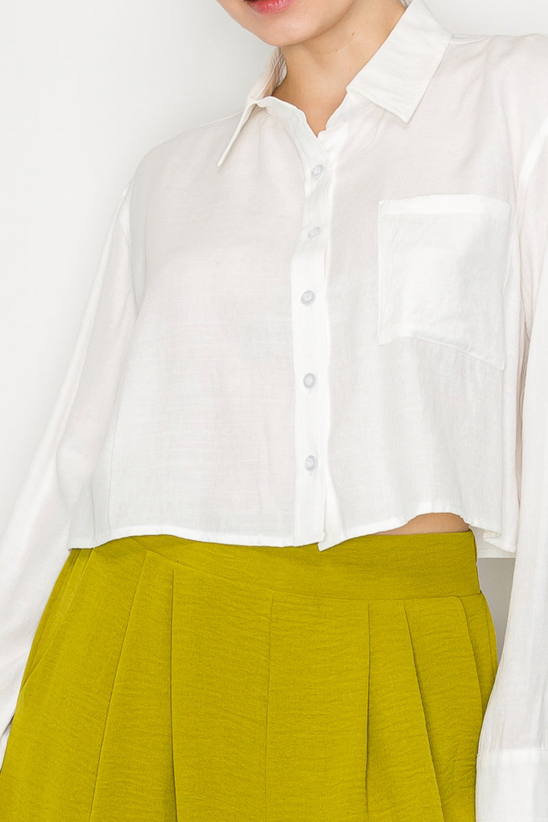 Camisa Blanca Corta Con Botones