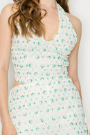 Top halter con bordado floral