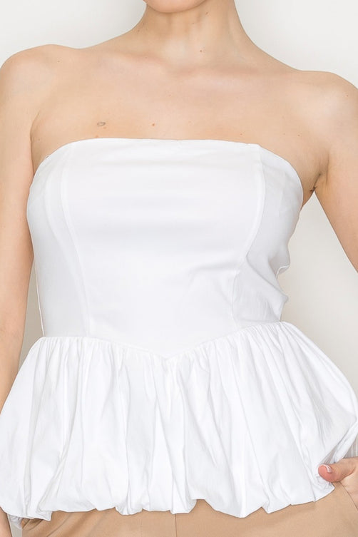 Top Strapless con Peplum Elegante