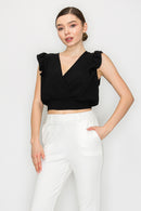 Blusa de Manga Corta con Detalle de Volantes