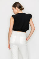 Blusa de Manga Corta con Detalle de Volantes