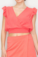 Blusa de Manga Corta con Detalle de Volantes
