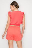 Blusa de Manga Corta con Detalle de Volantes