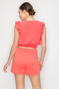 Blusa de Manga Corta con Detalle de Volantes