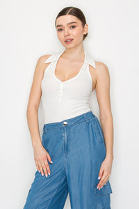 Blusa sin Mangas con Detalle en el Cuello