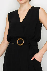 Blusa con Cinturon y Cuello V