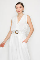 Blusa con Cinturon y Cuello V