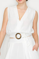 Blusa con Cinturon y Cuello V