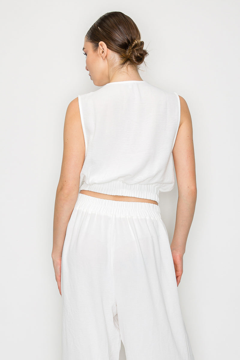 Blusa con Cinturon y Cuello V