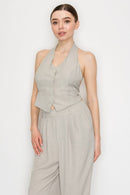Chaleco halter con botones frontales
