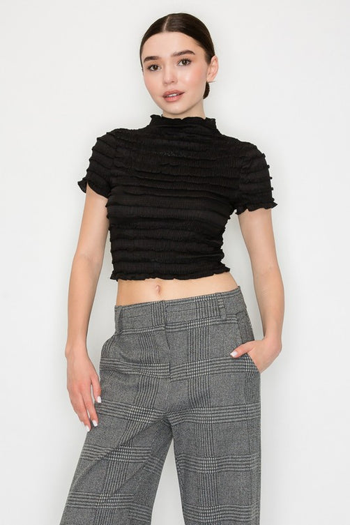 Top con Textura de Manga Corta