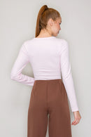 Blusa henley acanalada con botones