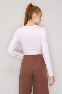 Blusa henley acanalada con botones