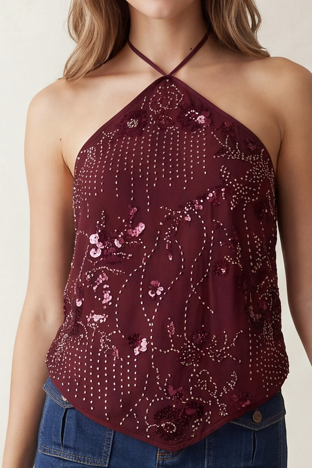 Blusa pañuelo con bordado floral