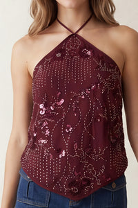 Blusa pañuelo con bordado floral